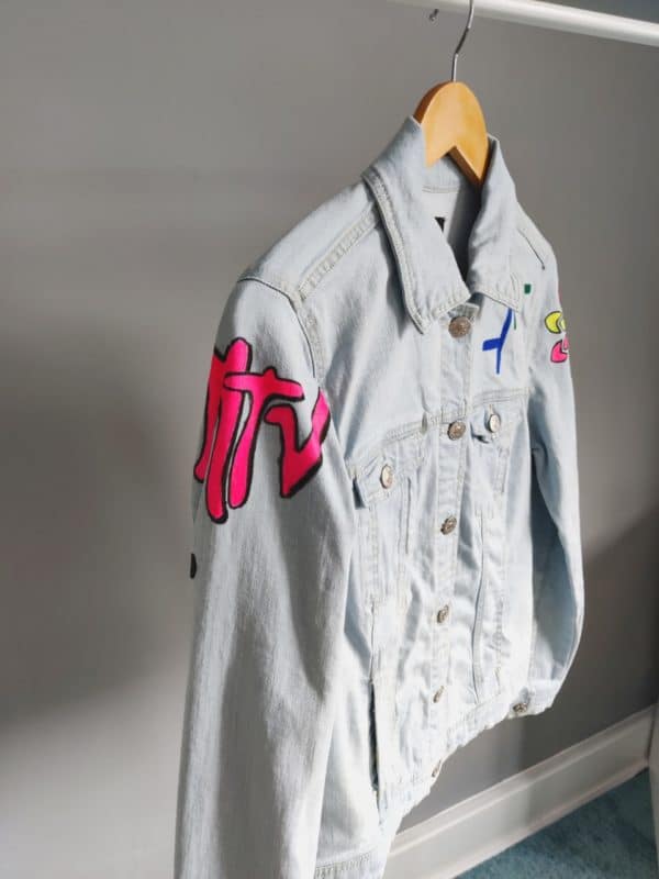 Hand-painted Power my life denim Jacket