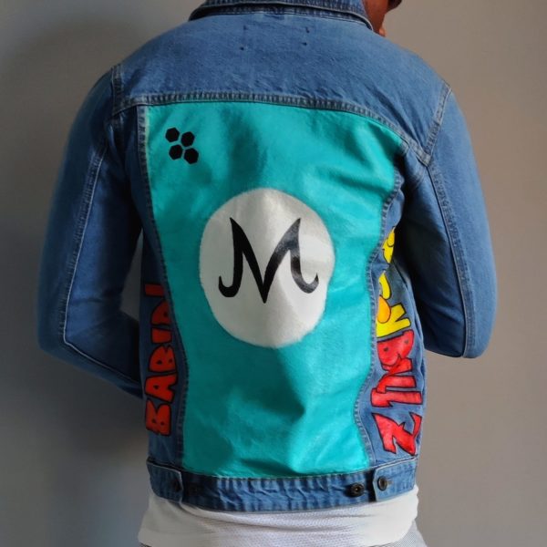 Hand-painted Blue Majin Buu Denim jacket