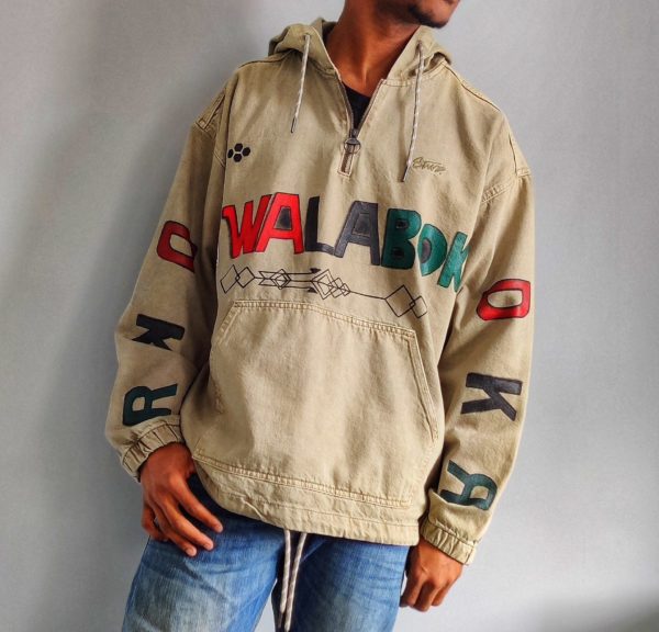 Hand-painted Gainde Denim Hoodie Jacket