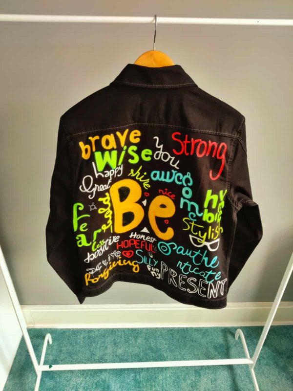 Hand-painted Be denim jacket