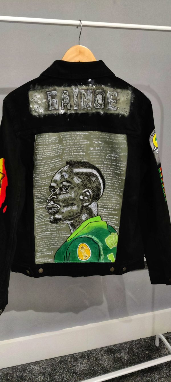 Hand-painted Sadio mane Gaïnde black denim Jacket