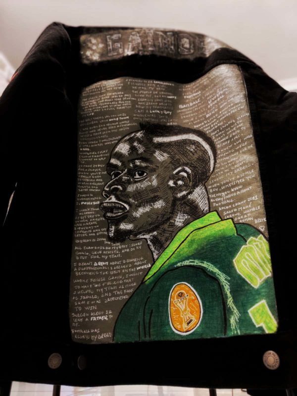 Hand-painted Sadio mane Gaïnde black denim Jacket