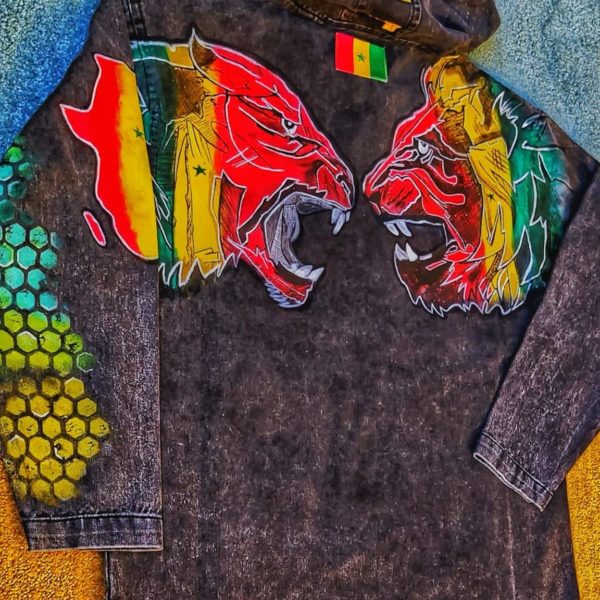 Hand-painted Lion Denim Jacket