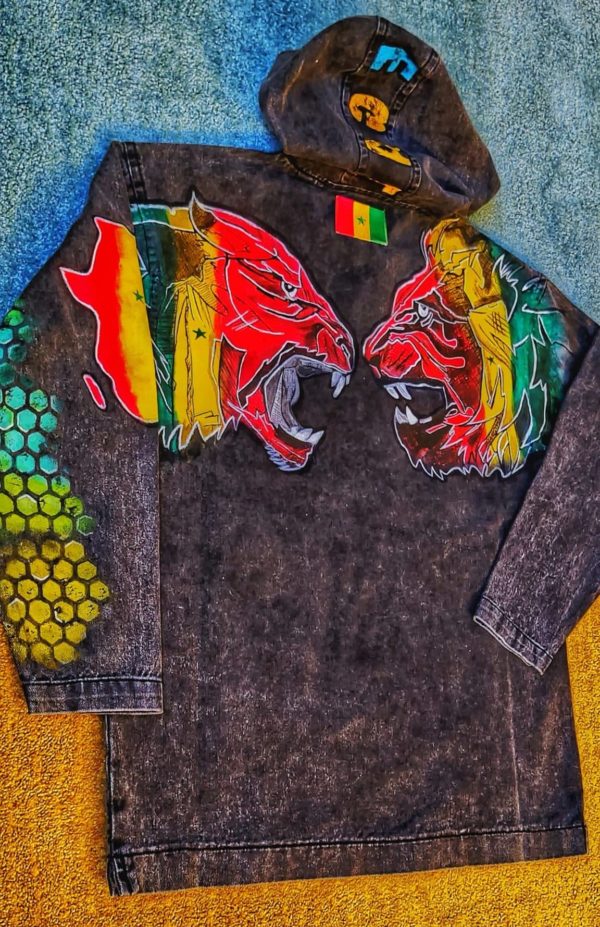 Hand-painted Lion Denim Jacket